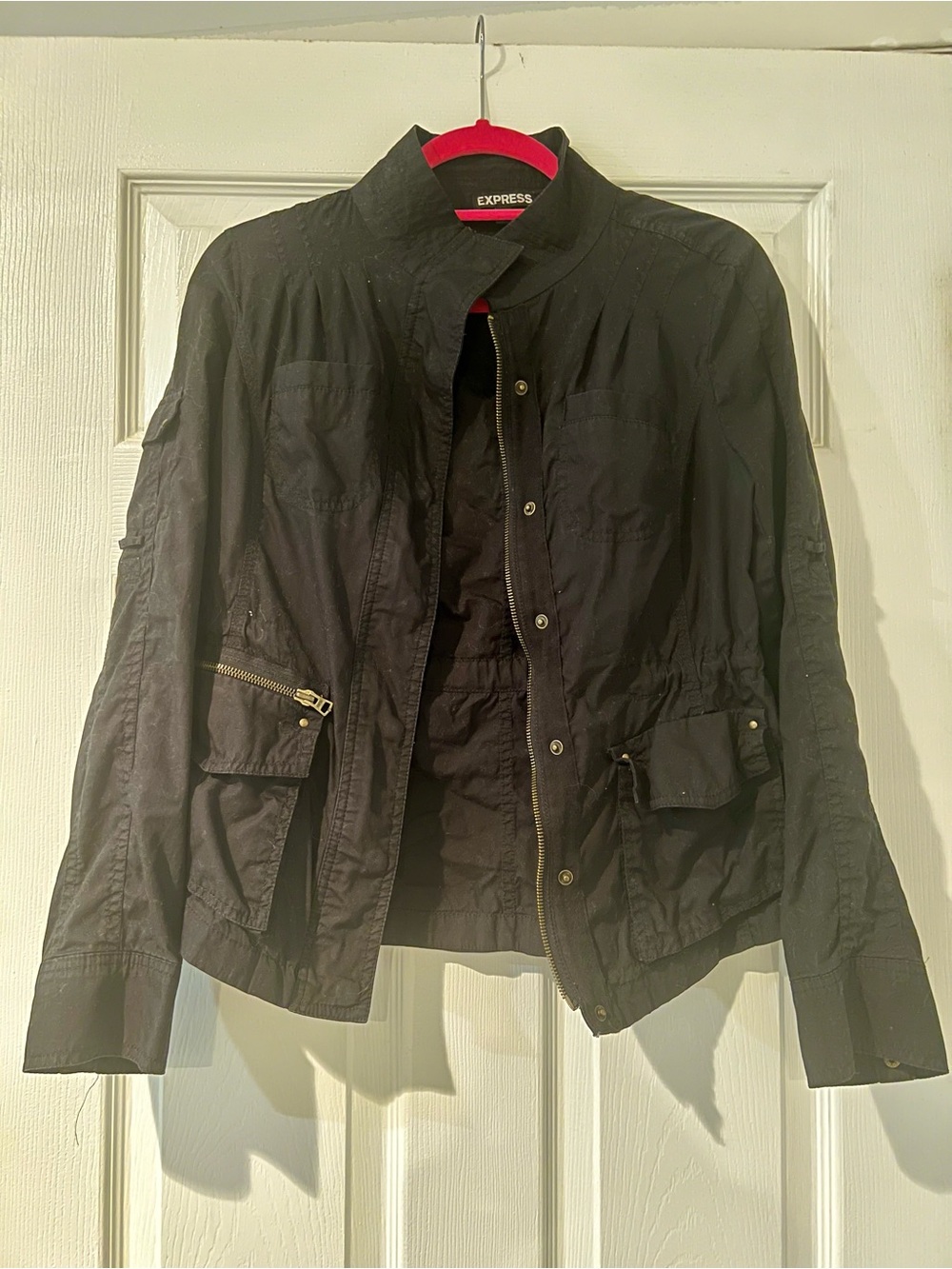 Express Black Women's Utility Zip-Front Jacket